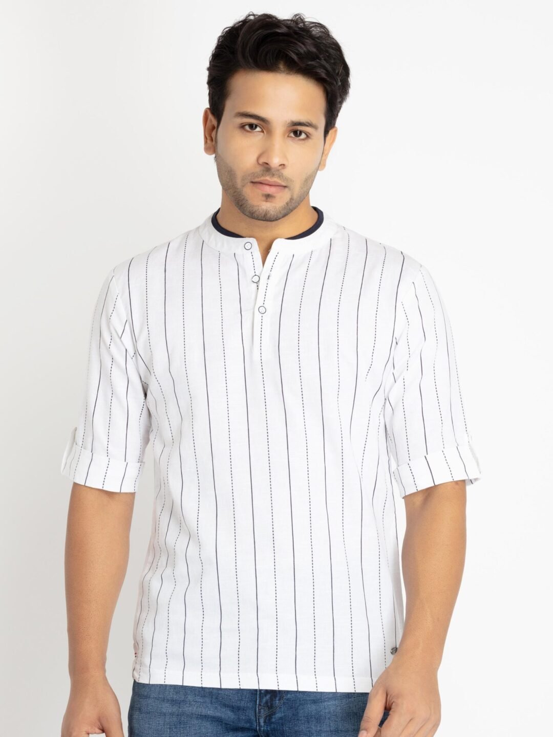 Mens All Over Printed Henley Neck T-Shirt