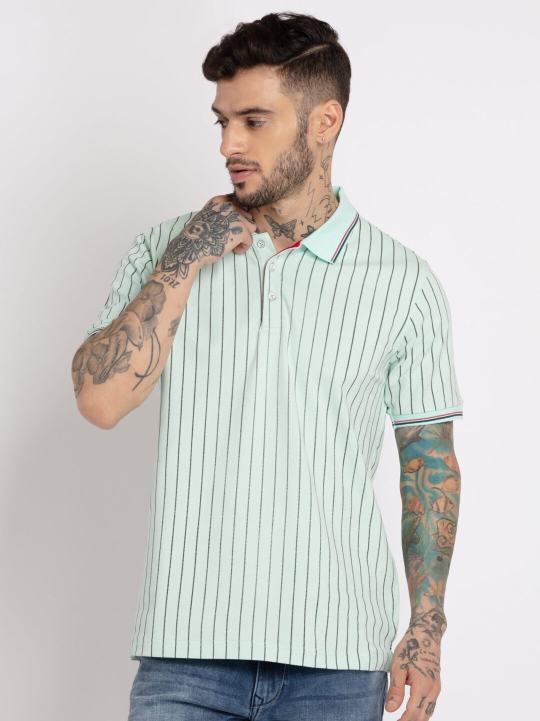 Mens Striped Polo T-Shirt