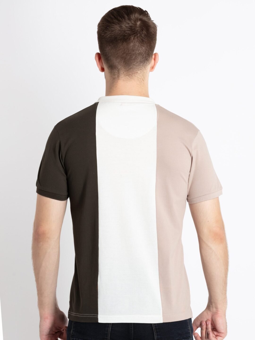 Mens Colourblock Polo T-Shirt Has Half Sleeves