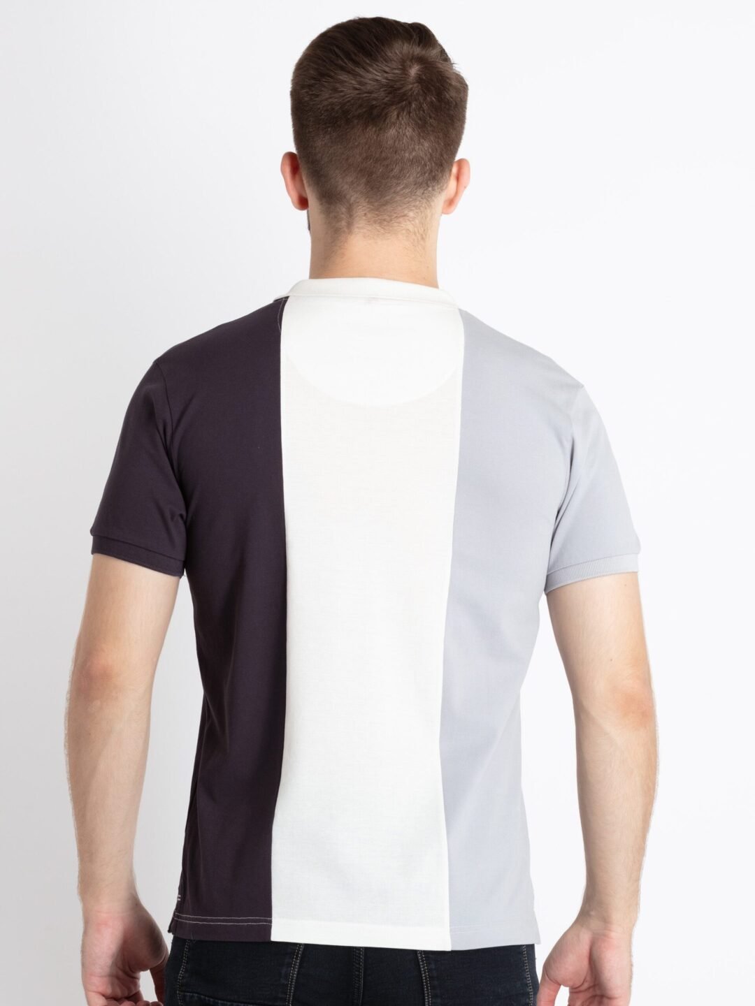 Mens Colourblock Polo T-Shirt Has Half Sleeves