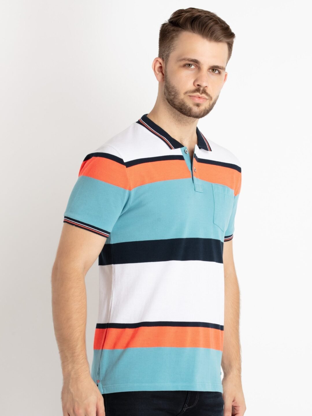 Mens Striped Polo T-Shirt