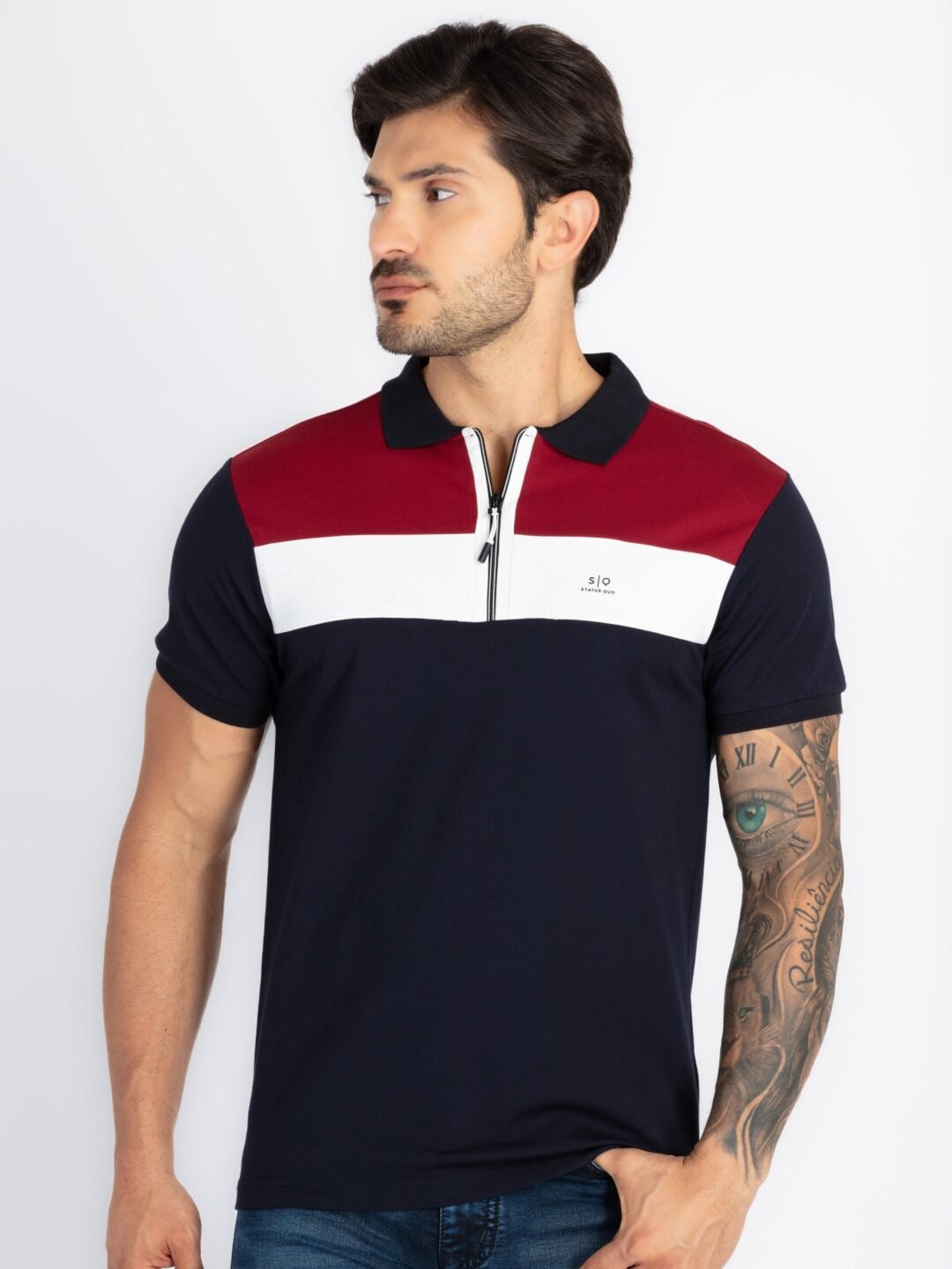 Mens Colourblock Polo T-Shirt