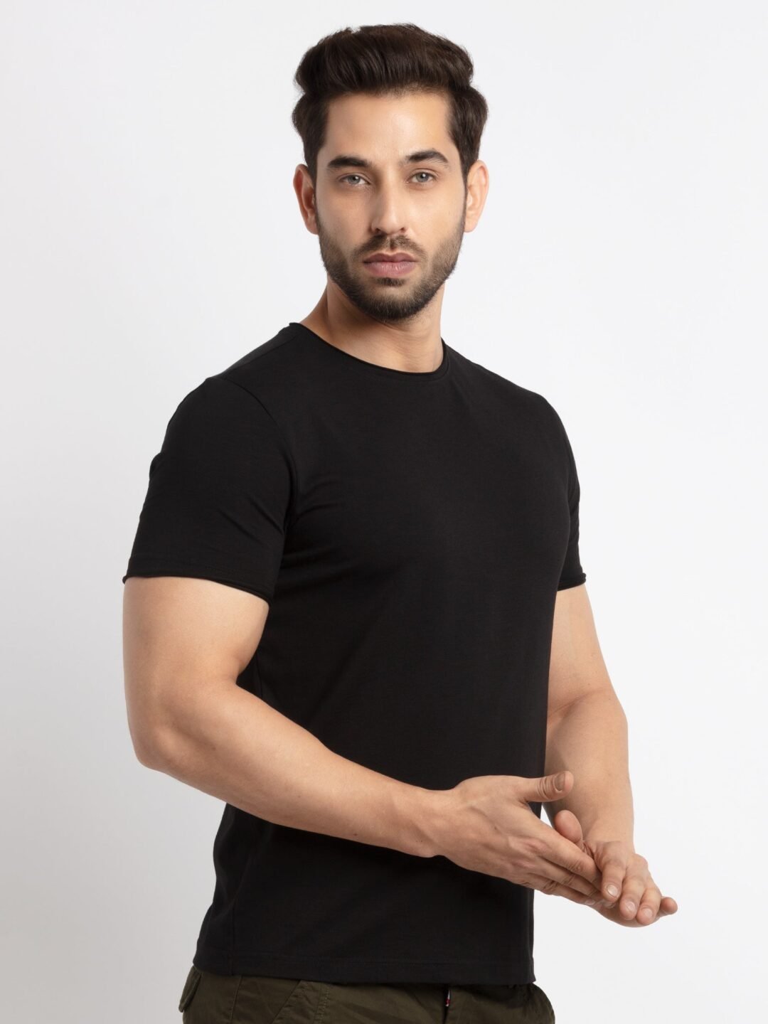 Mens Solid Round Neck T-Shirt