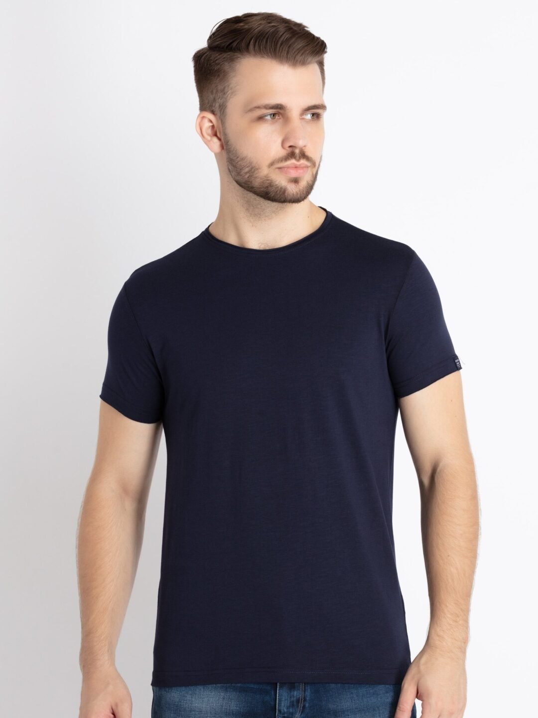 Mens Solid Round Neck T-Shirt