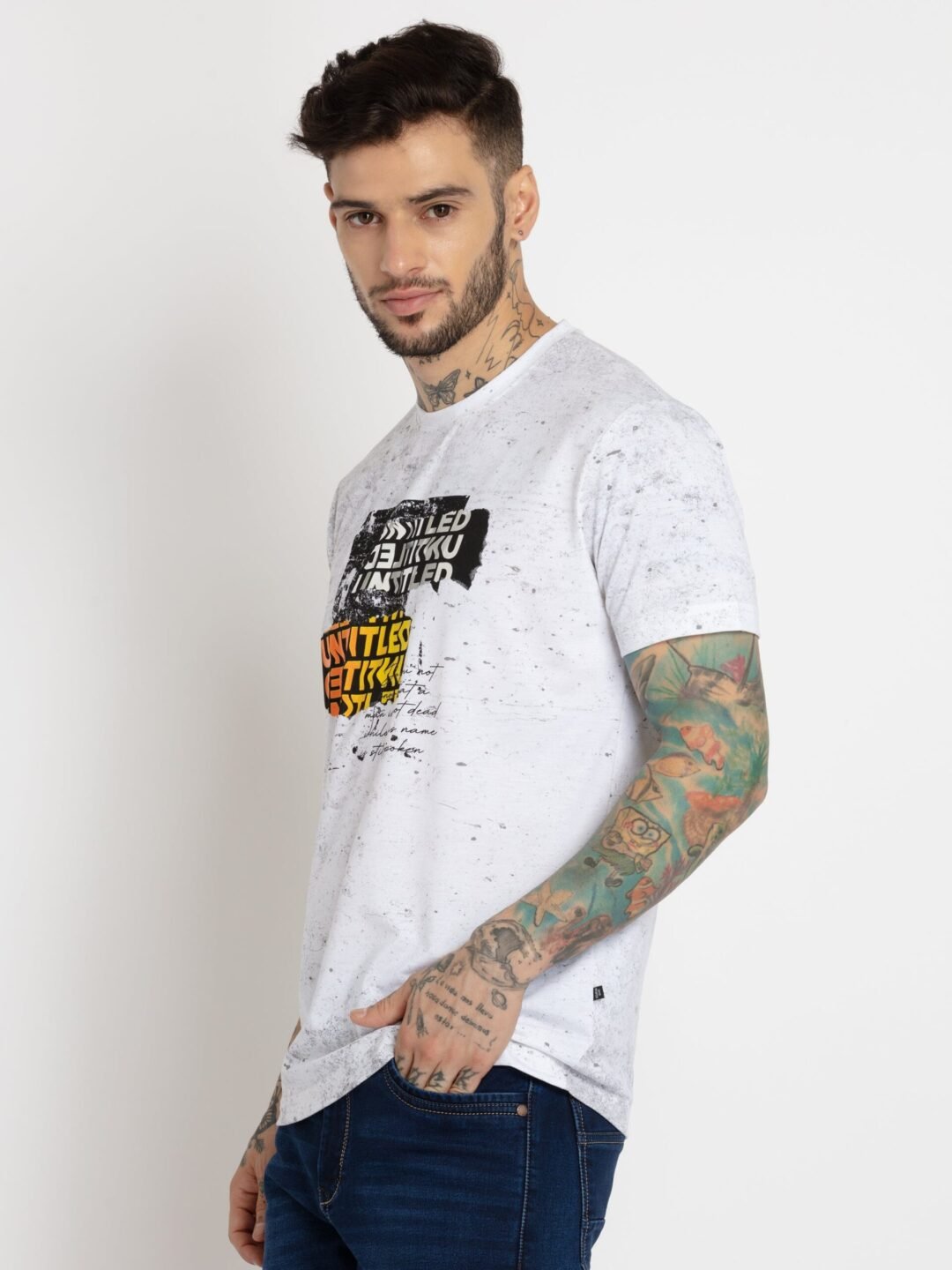 Mens All Over Printed Round Neck T-Shirt