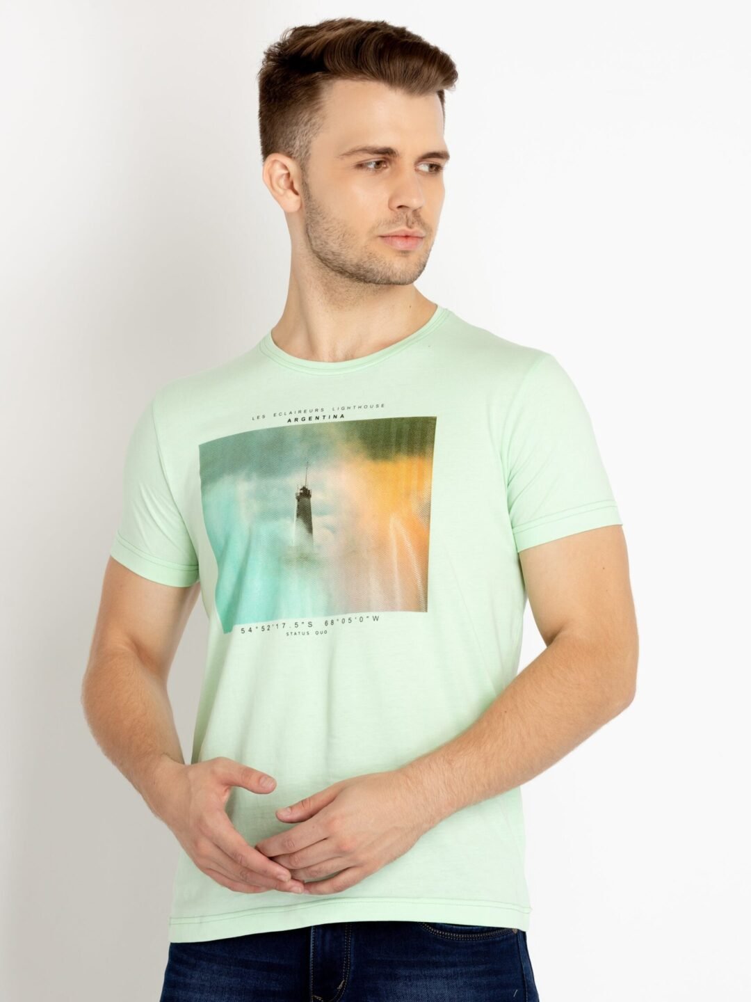 Mens Printed Round Neck T-Shirt