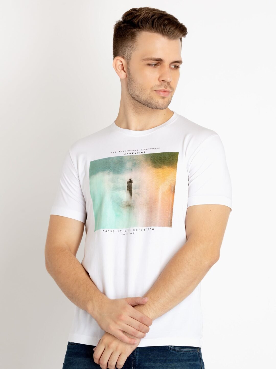 Mens Printed Round Neck T-Shirt