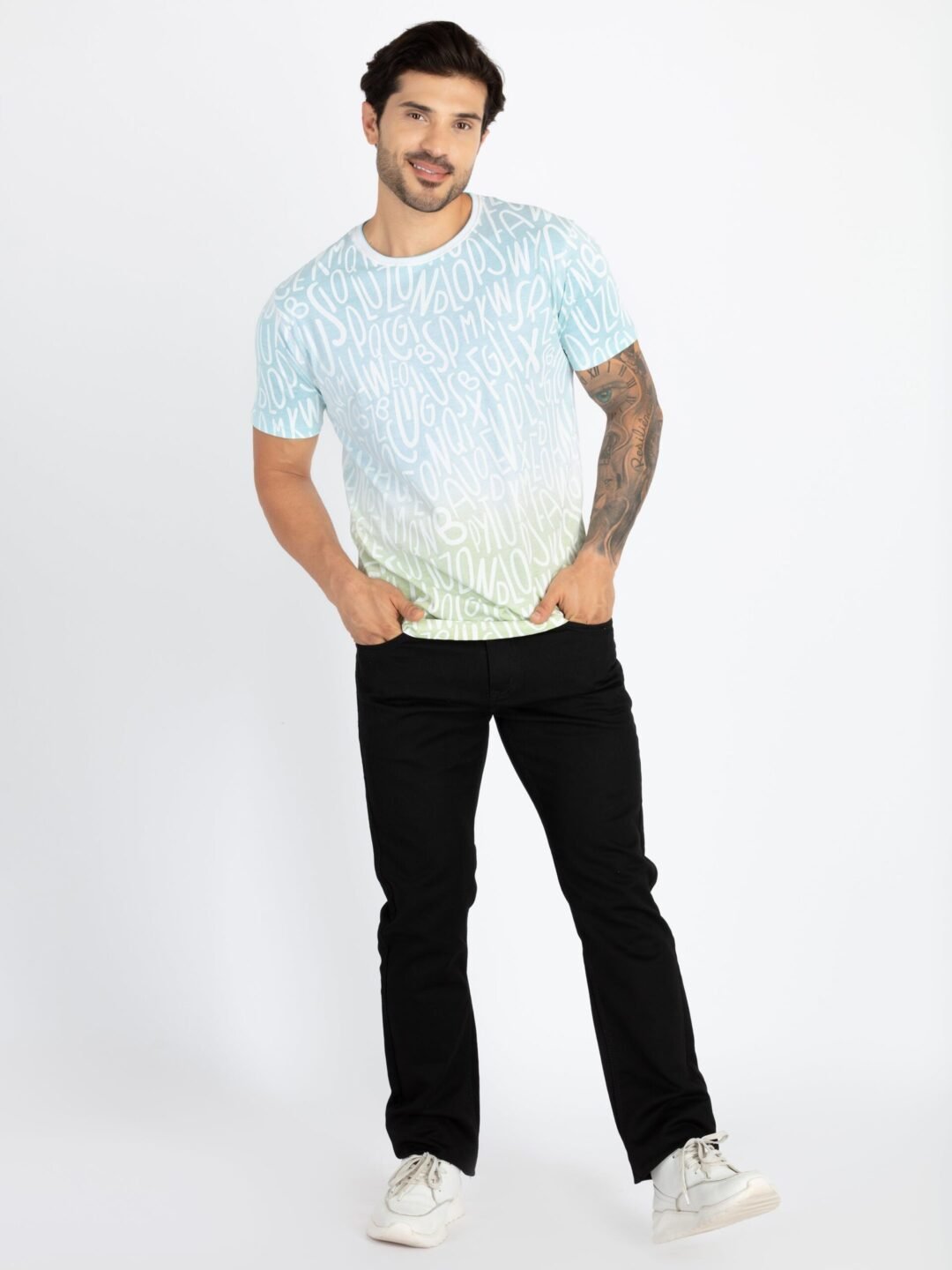 Mens All Over Printed Round Neck T-Shirt