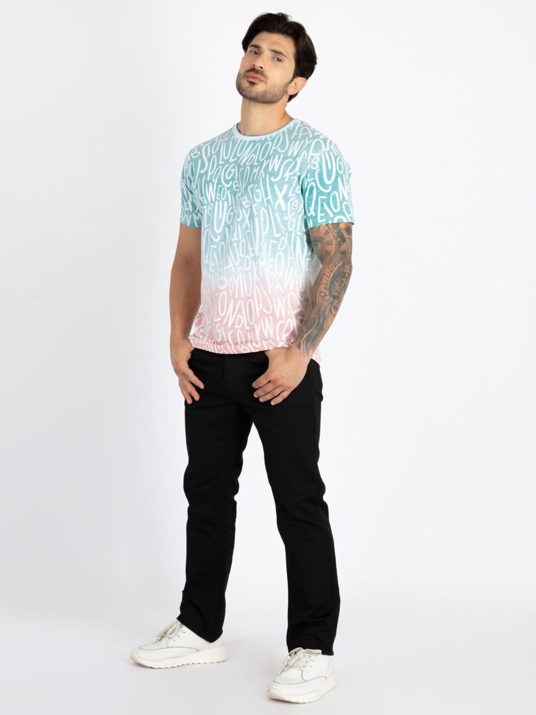 Mens All Over Printed Round Neck T-Shirt