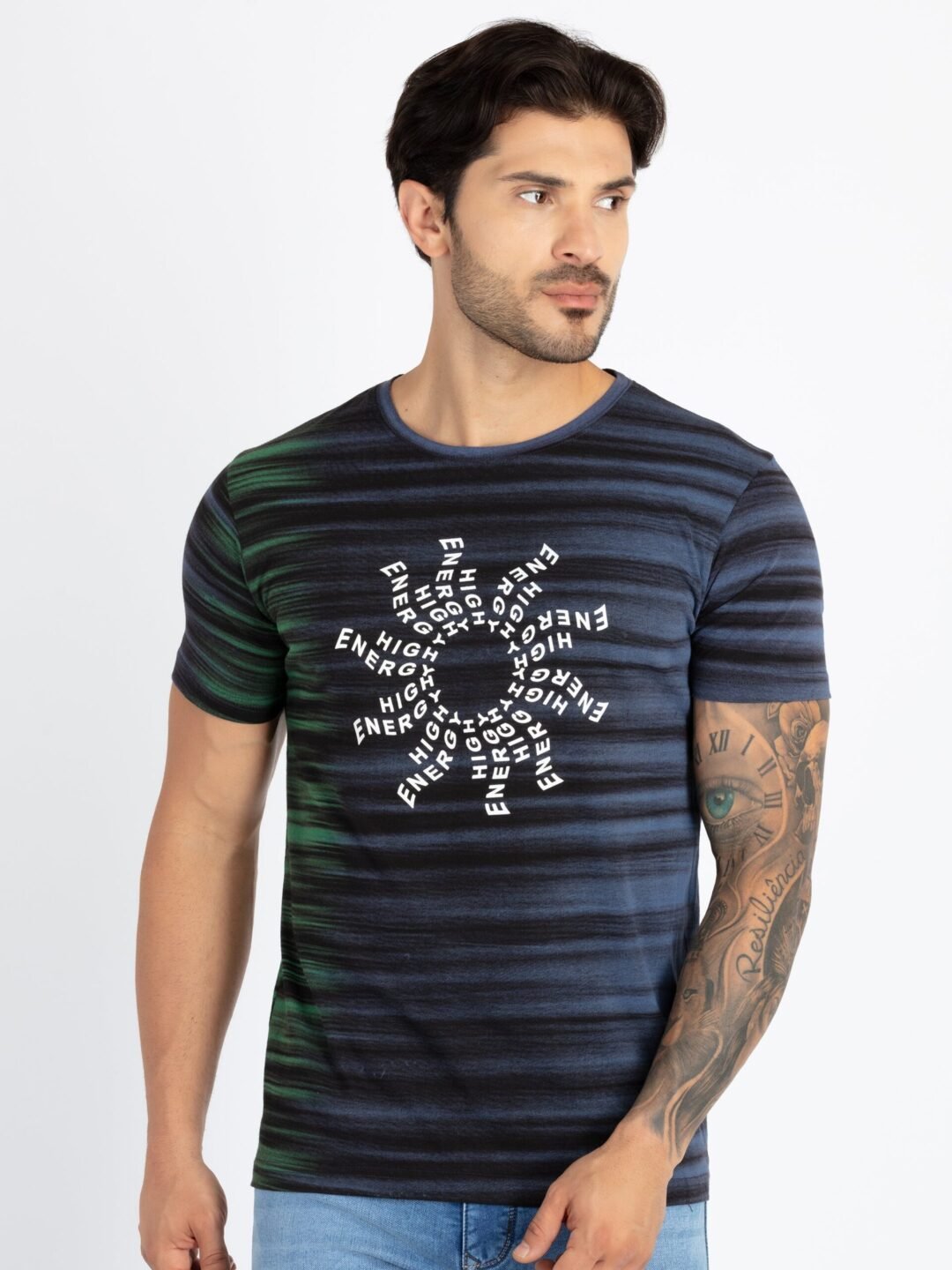 Mens All Over Printed Round Neck T-Shirt