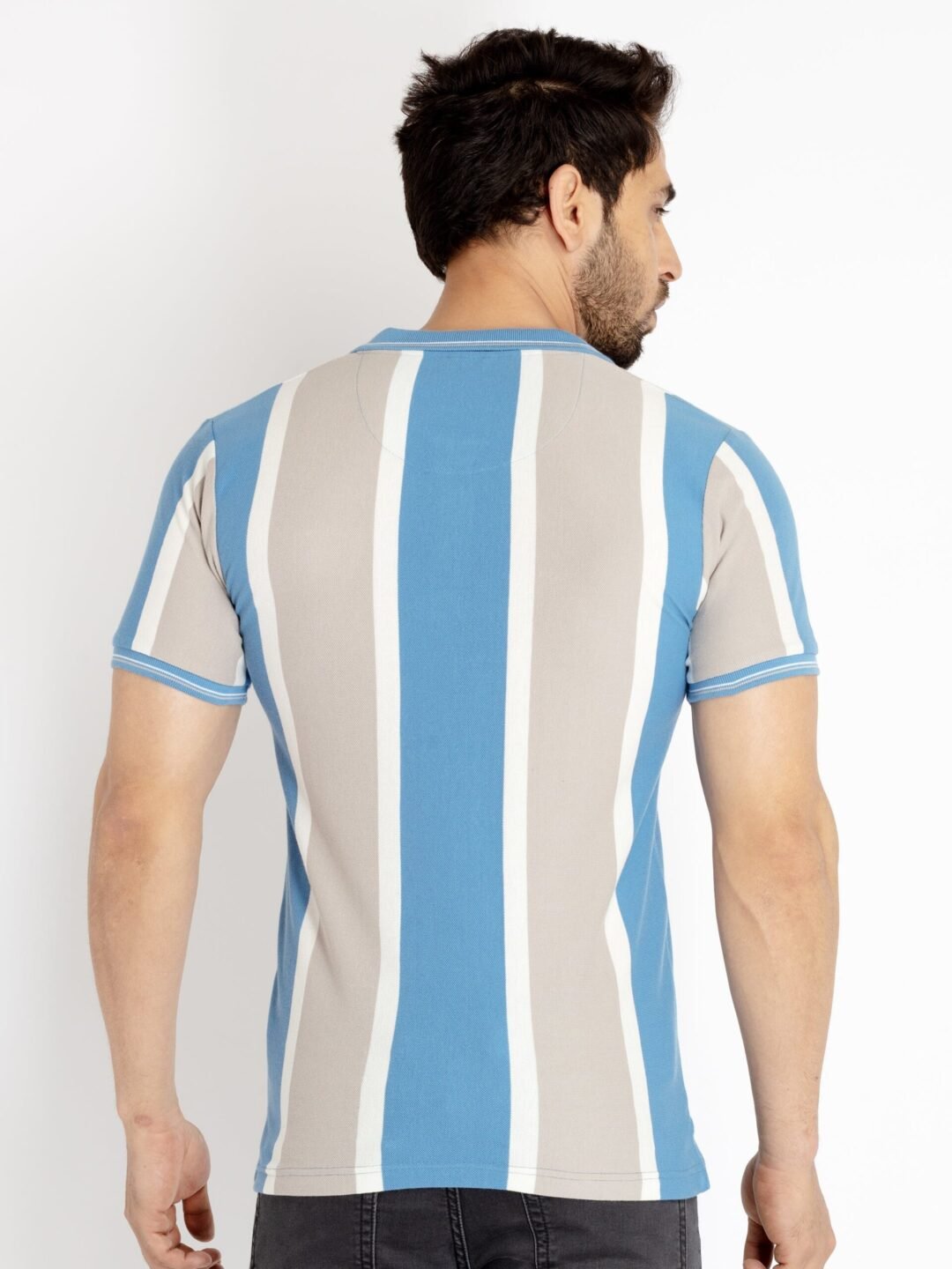 Mens Striped Polo Collar T-Shirt