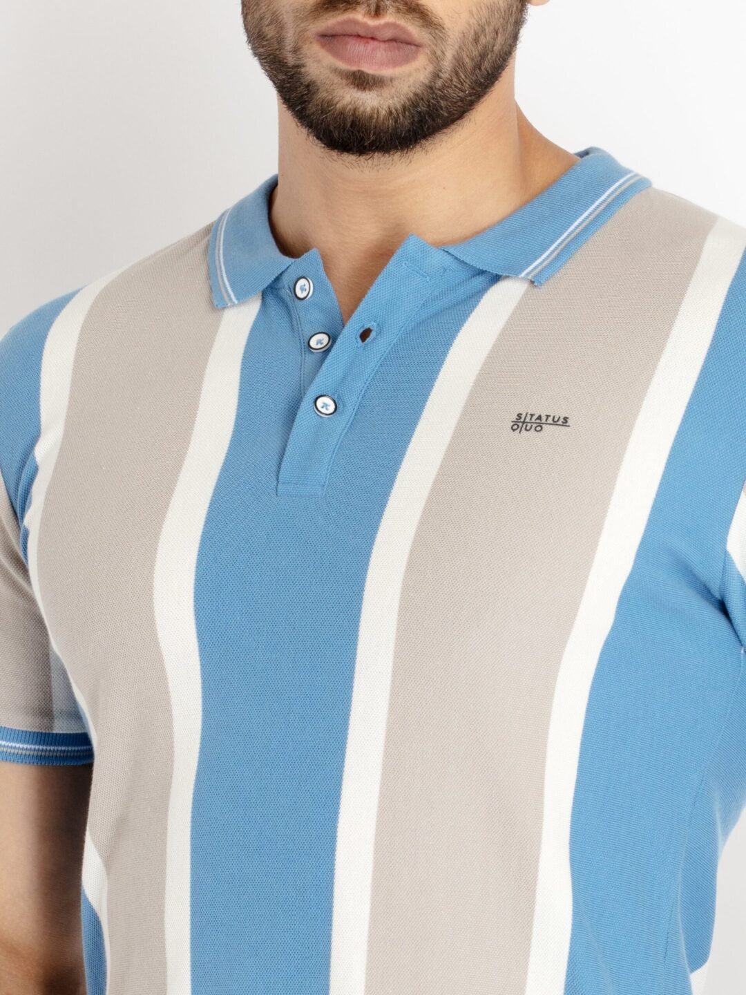 Mens Striped Polo Collar T-Shirt