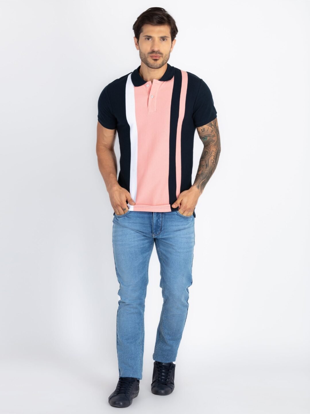 Mens Colourblock Polo T-Shirt