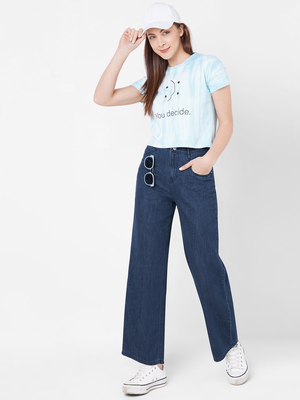 WOMEN HIGH-RISE WIDE LEG JEANS