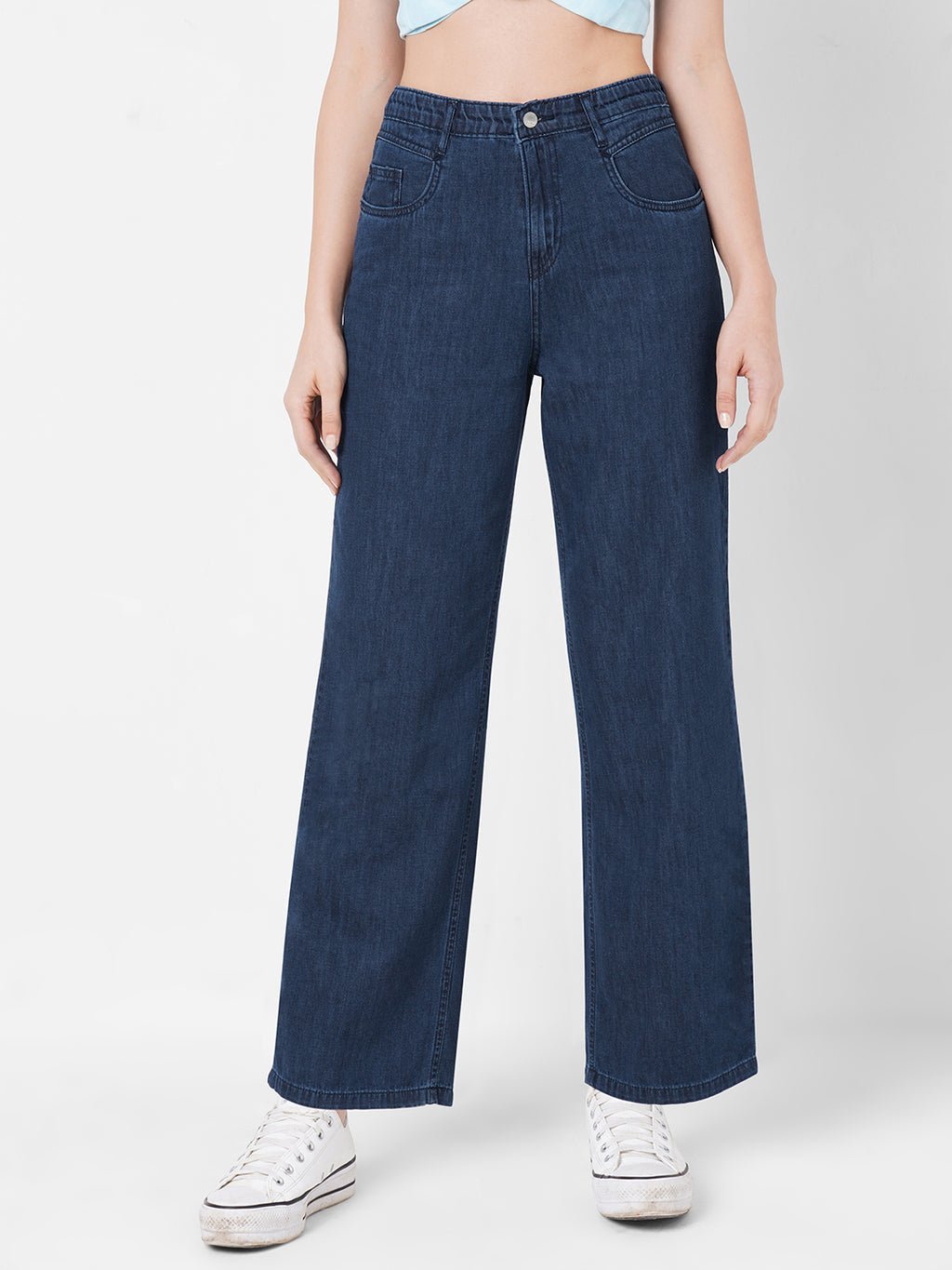 WOMEN HIGH-RISE WIDE LEG JEANS