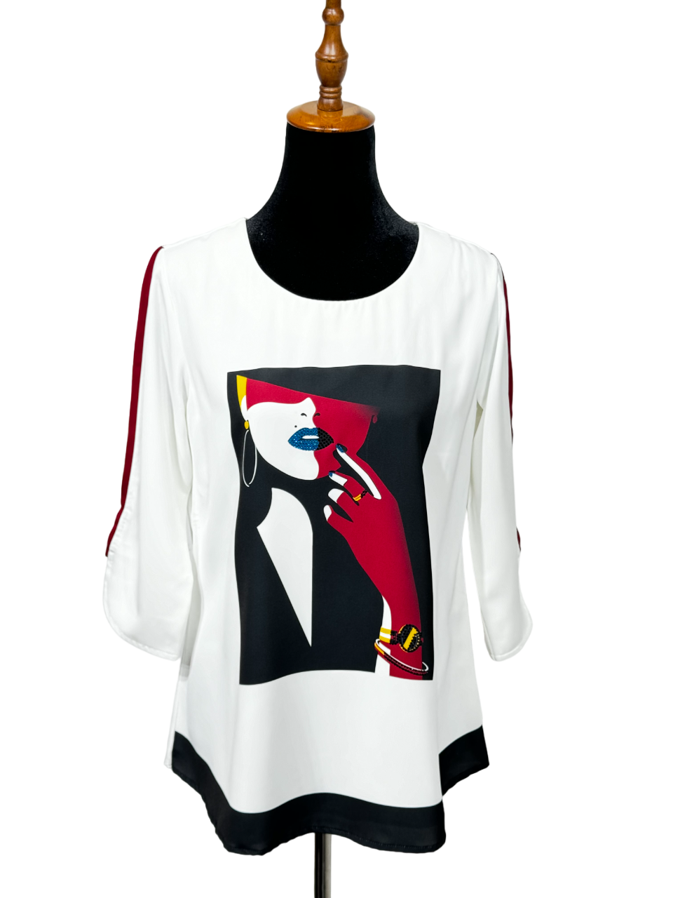 Women's White with Face Printed Top