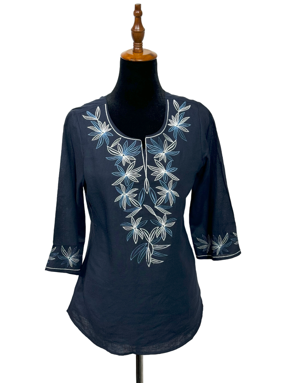 Women's Navy with White Flowers Top