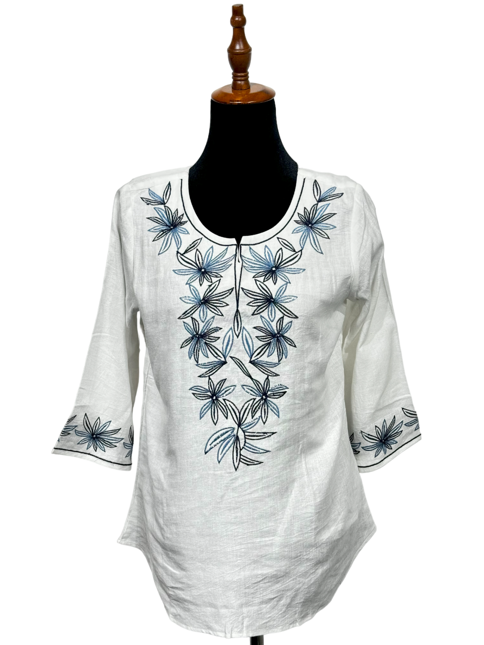 Women’s White with Black Flowers Top