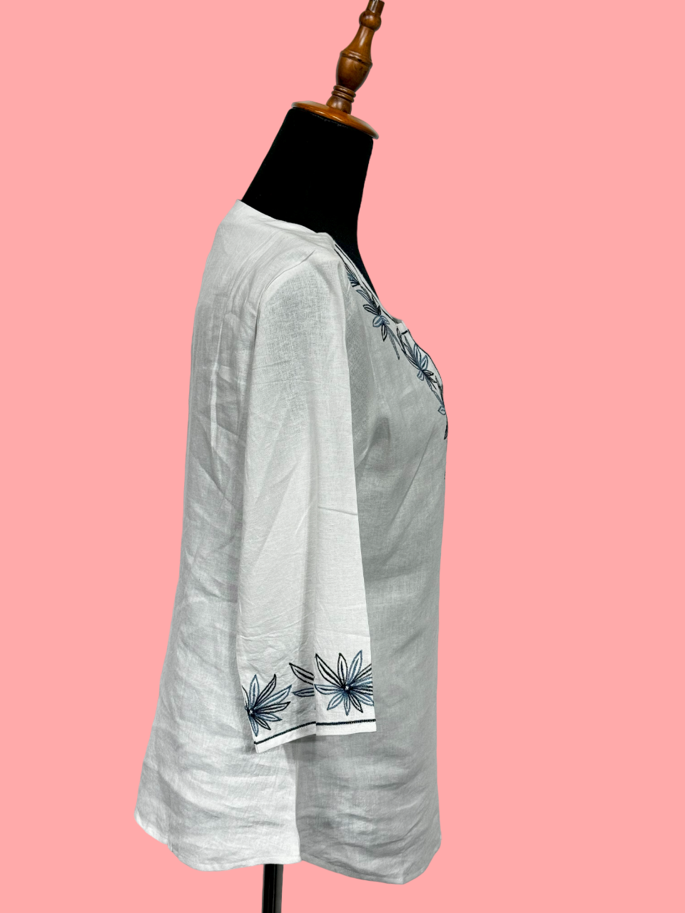 Women’s White with Black Flowers Top