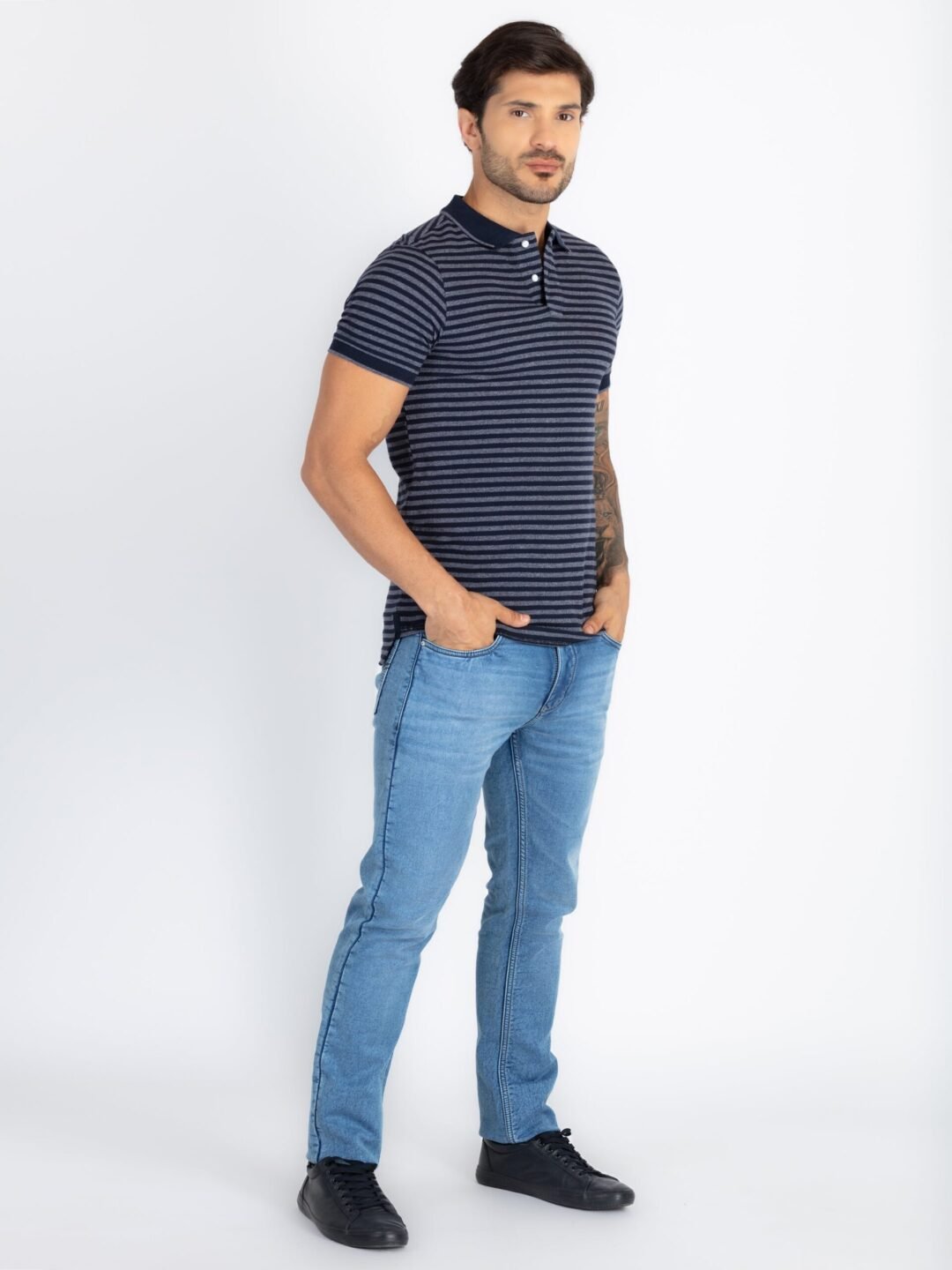 Mens Striped Polo T-Shirt