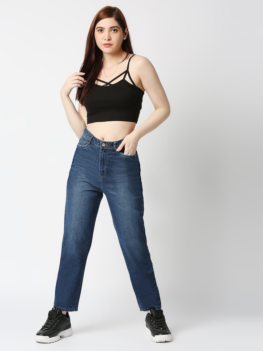 WOMEN HIGH-RISE MOM FIT JEANS