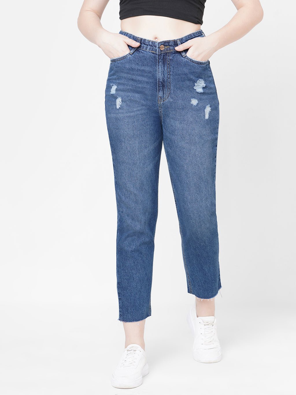 WOMEN HIGH-RISE MOM FIT JEANS