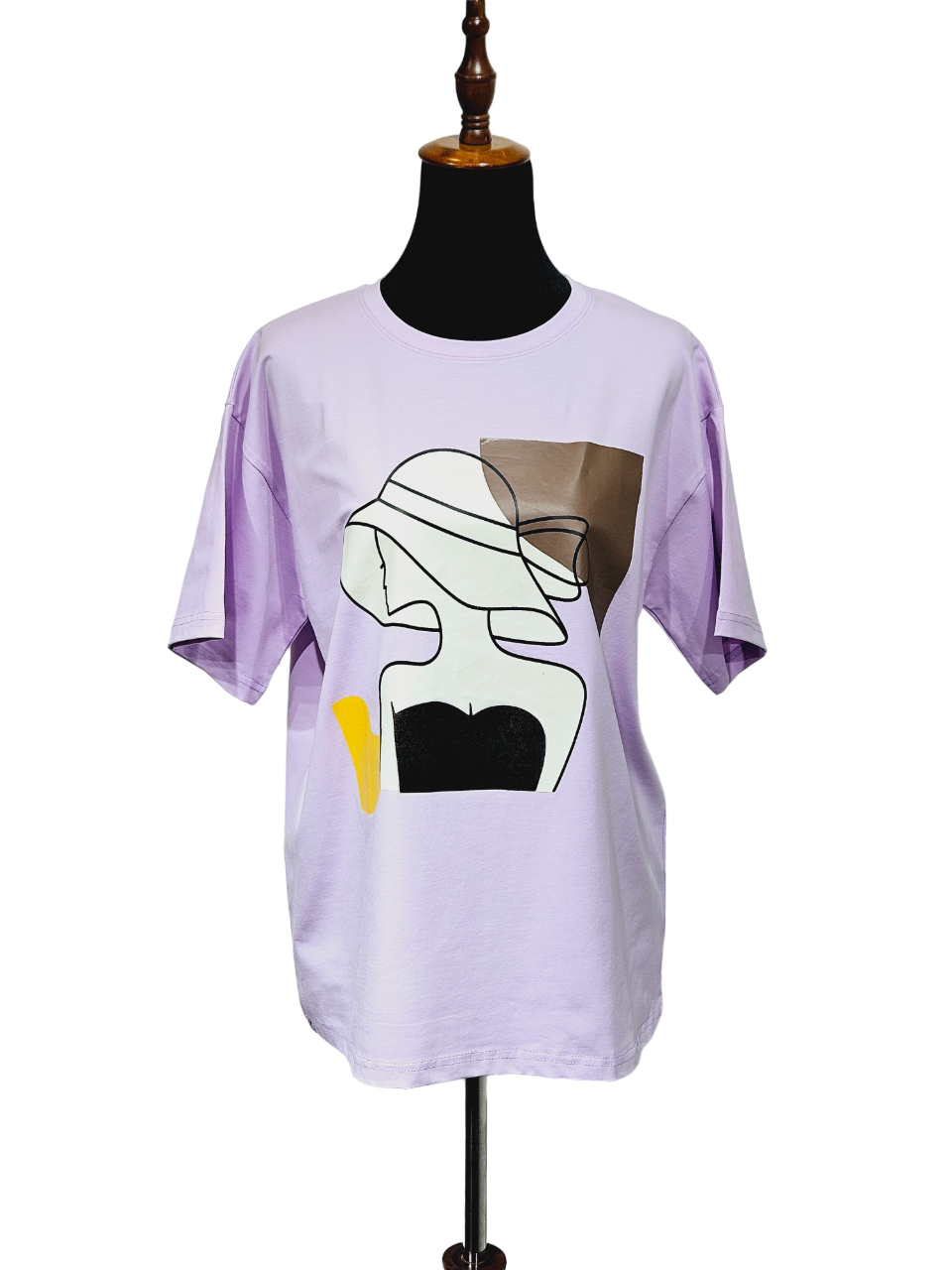 Women Face Print Lavender T-shirt