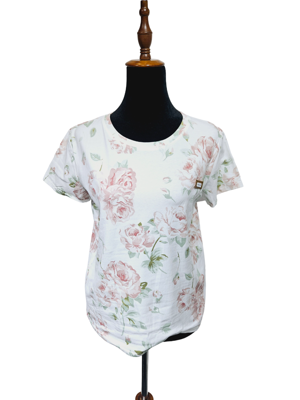 Women Grey Mel T-shirt With Colorful Flowers