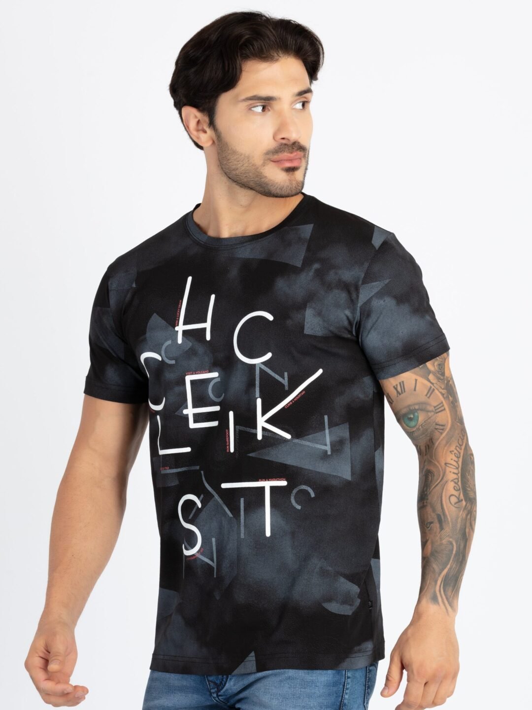 Mens All Over Printed Round Neck T-Shirt