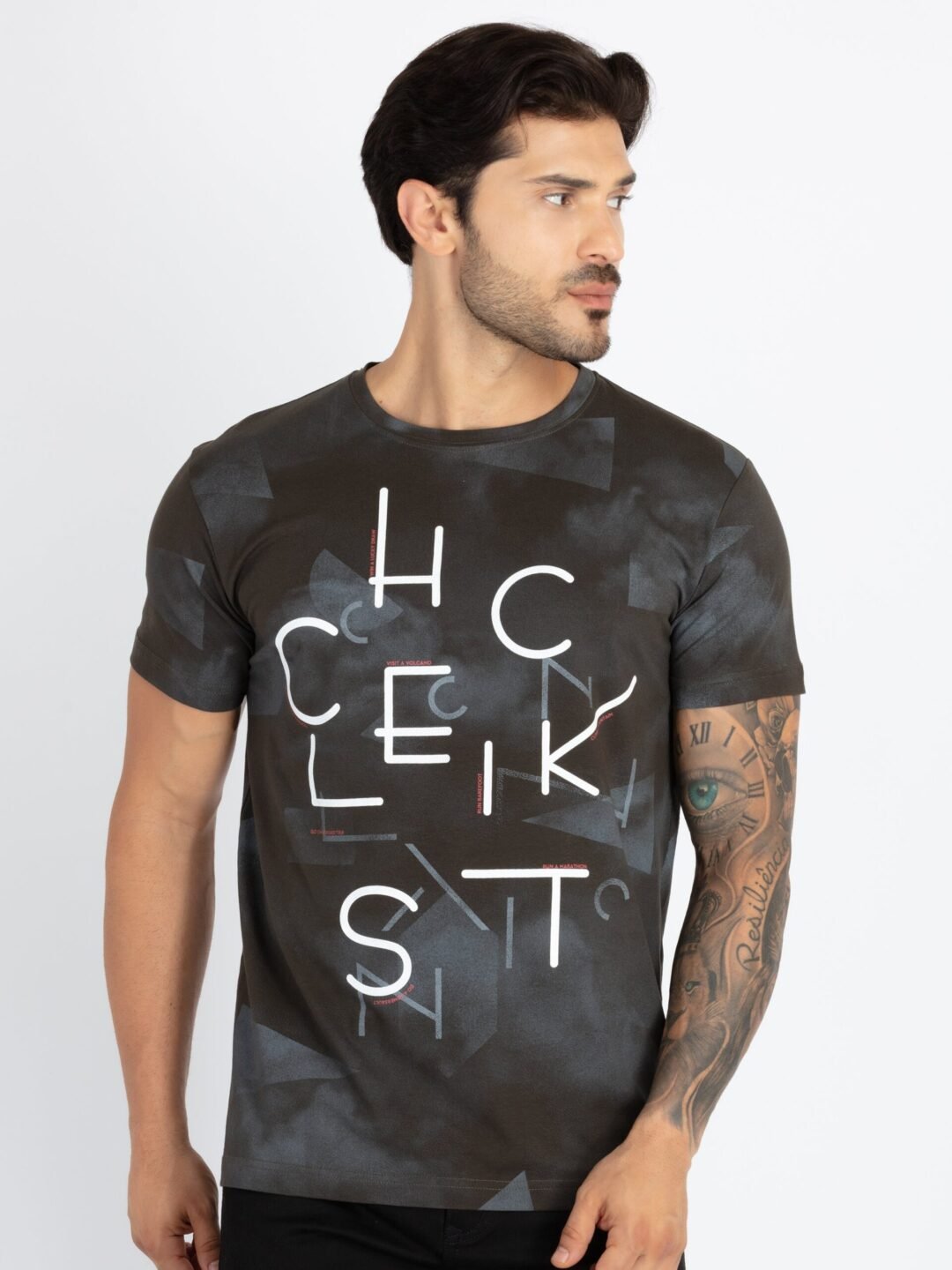 Mens All Over Printed Round Neck T-Shirt