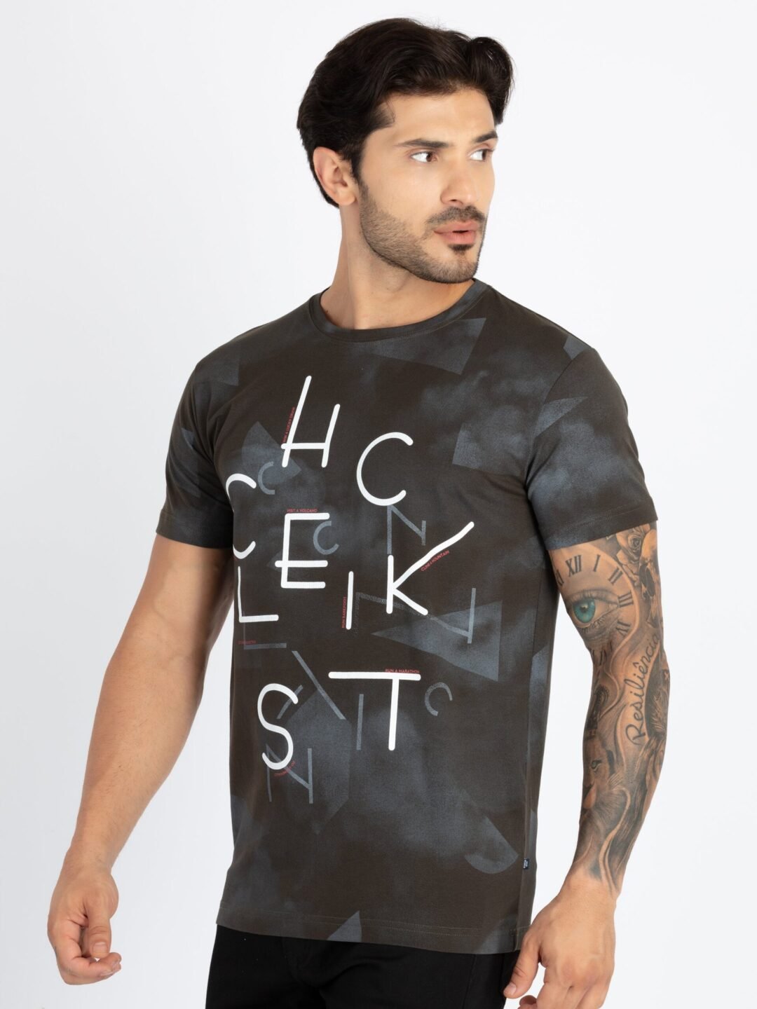 Mens All Over Printed Round Neck T-Shirt